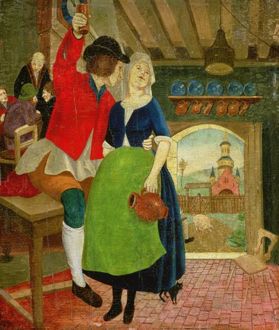 Tafereel in een taverne door French School
